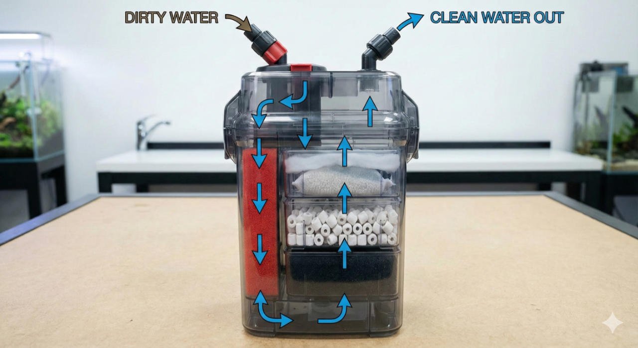 Filter water flow